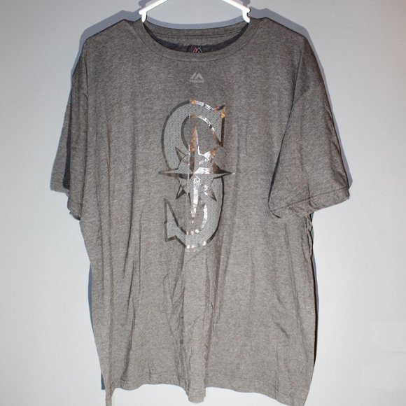Seattle Mariners Grey and Chrome Short Sleeve Tee - Picture 1 of 4